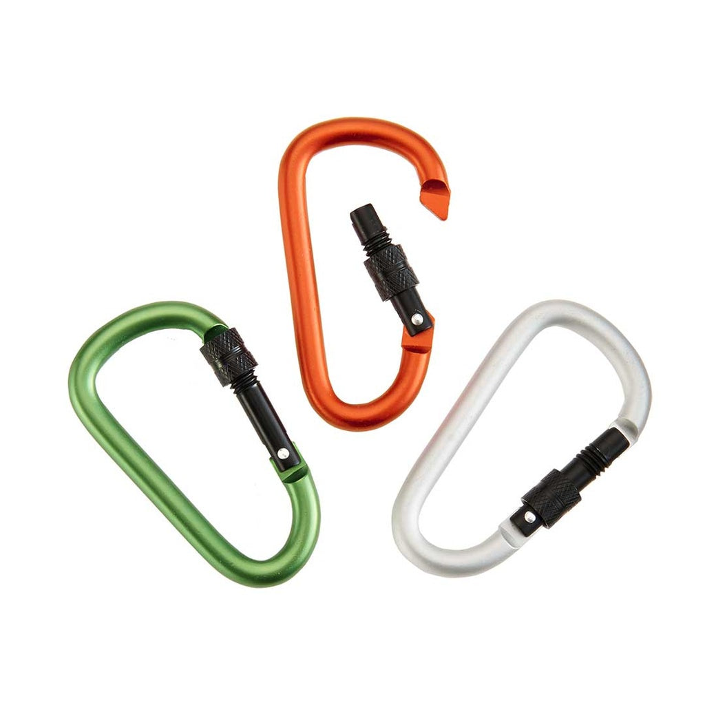 Talus Smooth Trip Carabiners 3 pack (1 each Green, Silver & Orange)