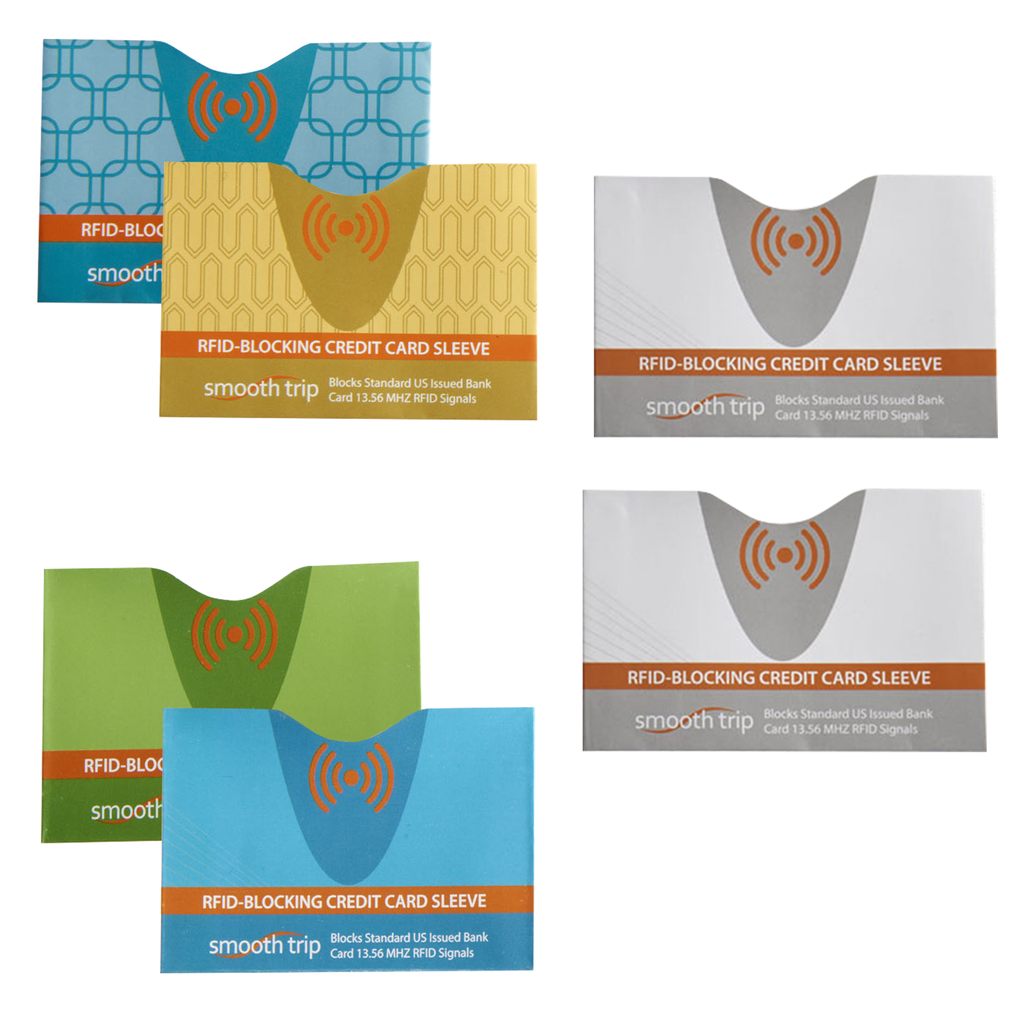 Talus Smooth Trip RFID Blocking Protector Set 2 Passport, 2 each Green, White and Aqua Card protector